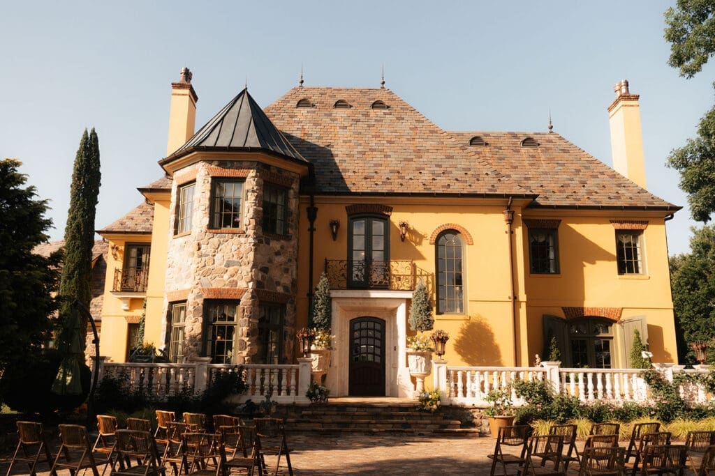 Exterior of Le Château du Coeur wedding venue in North Carolina.
